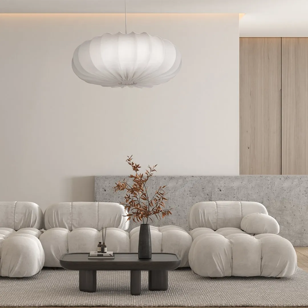 Lampa wisząca CAFEE skandynawska - z abażurem kremowym latte 66cm - nowoczesne oświetlenie sufitowe do salonu i jadalni E27 - obrazek 3