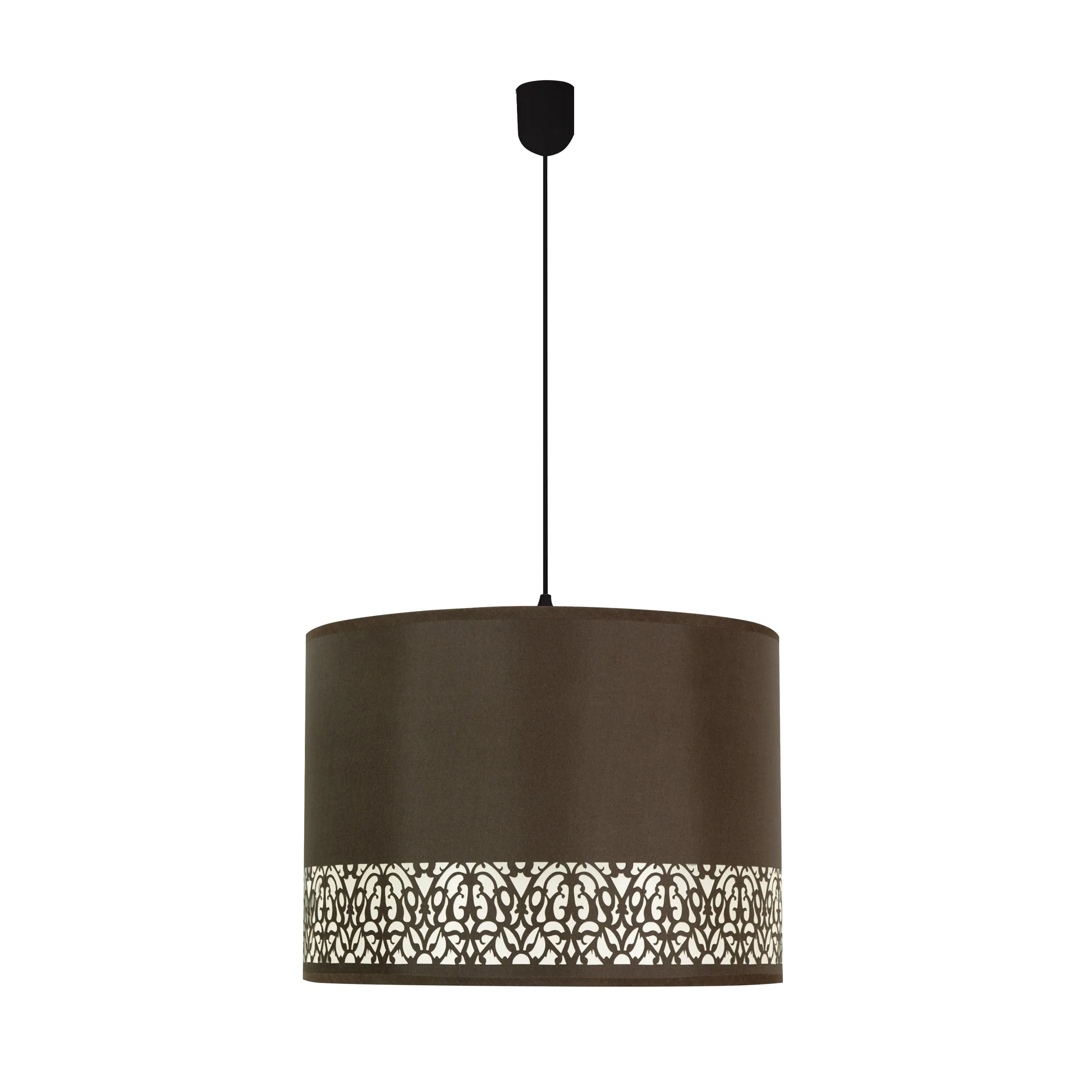 Arabesca lampa wisząca czarny 33x33x24 1x60W E27 abażur brązowy