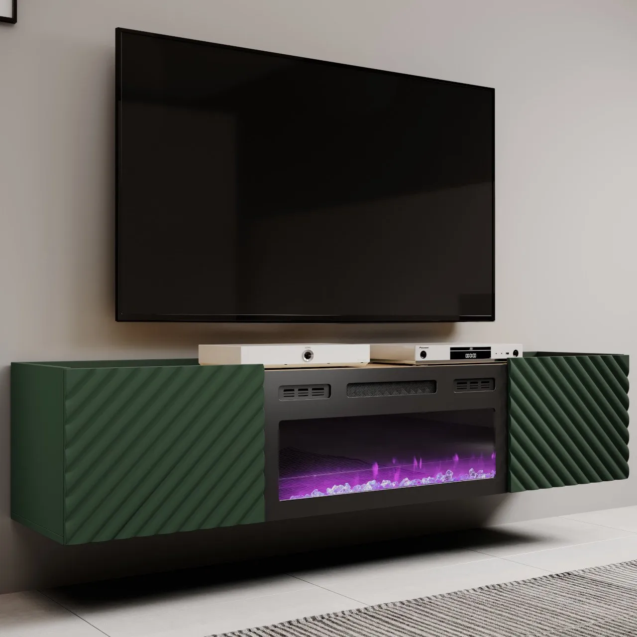 Komoda RTV z kominkiem INDA EF labrador / dąb artisan - obrazek 4