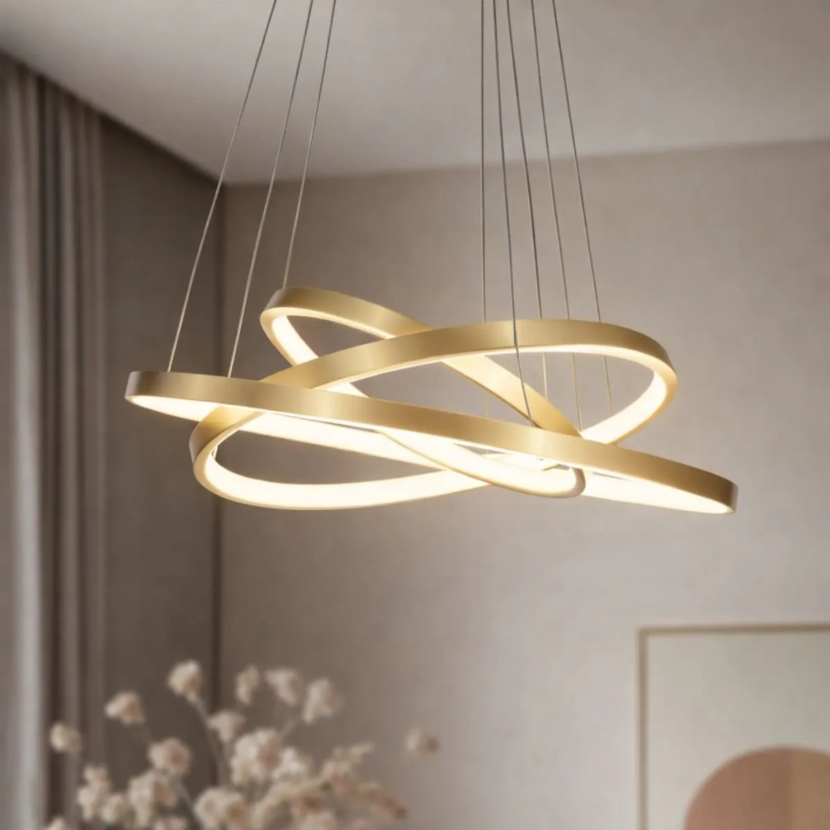 LUNE LAMPA WISZĄCA 50+40+30 ZŁOTY 60W LED 4000K - obrazek 2
