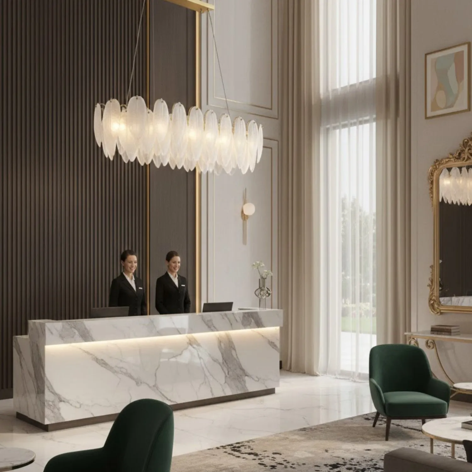 Lampa wisząca PIUMA LONG 100 cm – biała, oprawa sufitowa - obrazek 3