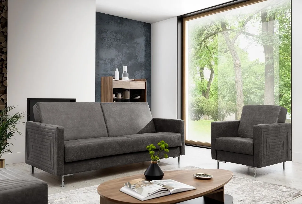 Pufa SELVA B manila dark grey chrom - obrazek 4