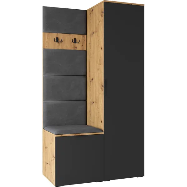 Garderoba NELLI 1 dąb artisan / czarny lewa