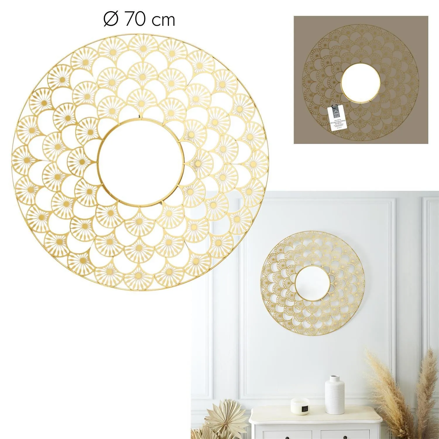 Lustro Mandala 70cm złota - obrazek 3