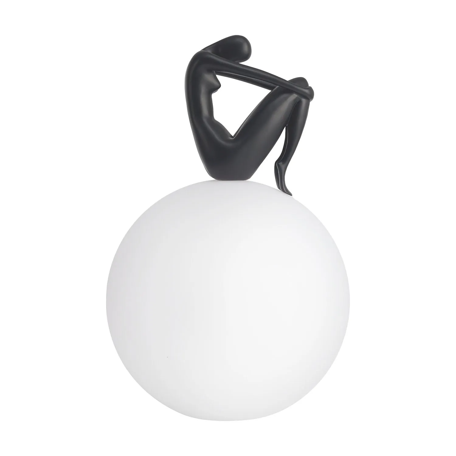 Lampa stołowa WOMAN-2 ,47 cm - czarna figura, biały klosz