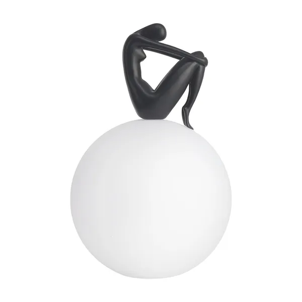 Lampa stołowa WOMAN-2 ,47 cm - czarna figura, biały klosz