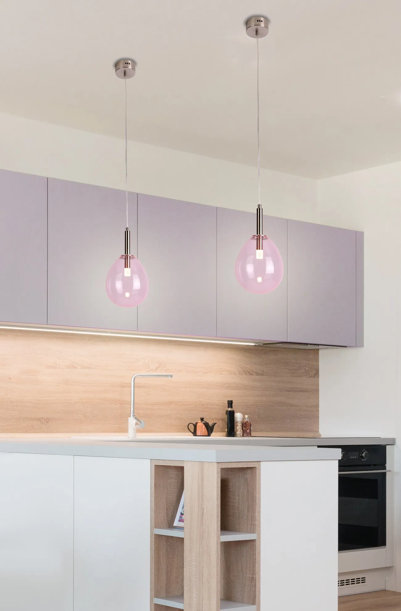 LAMPA WISZĄCA LUKKA 1 CHROMOWY RÓŻOWY - obrazek 2