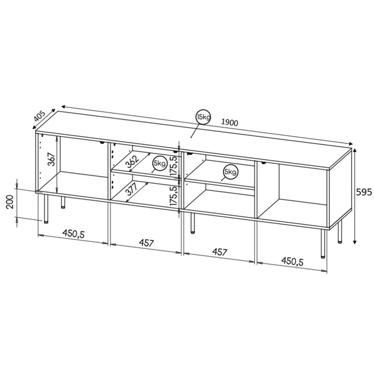 Komoda RTV HOLENA 190 czarny - obrazek 4
