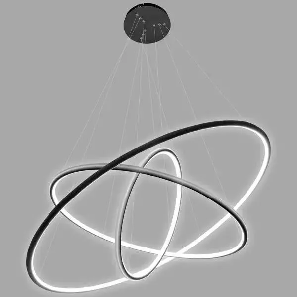 Lampa wisząca Ledowe Okręgi No.3 100cm 3k czarna - obrazek 2