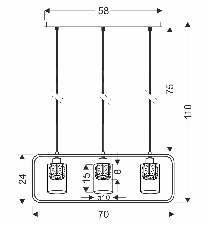 DESTRO lampa wisząca czarny 3x40W E27 klosz bursztynowy - obrazek 2