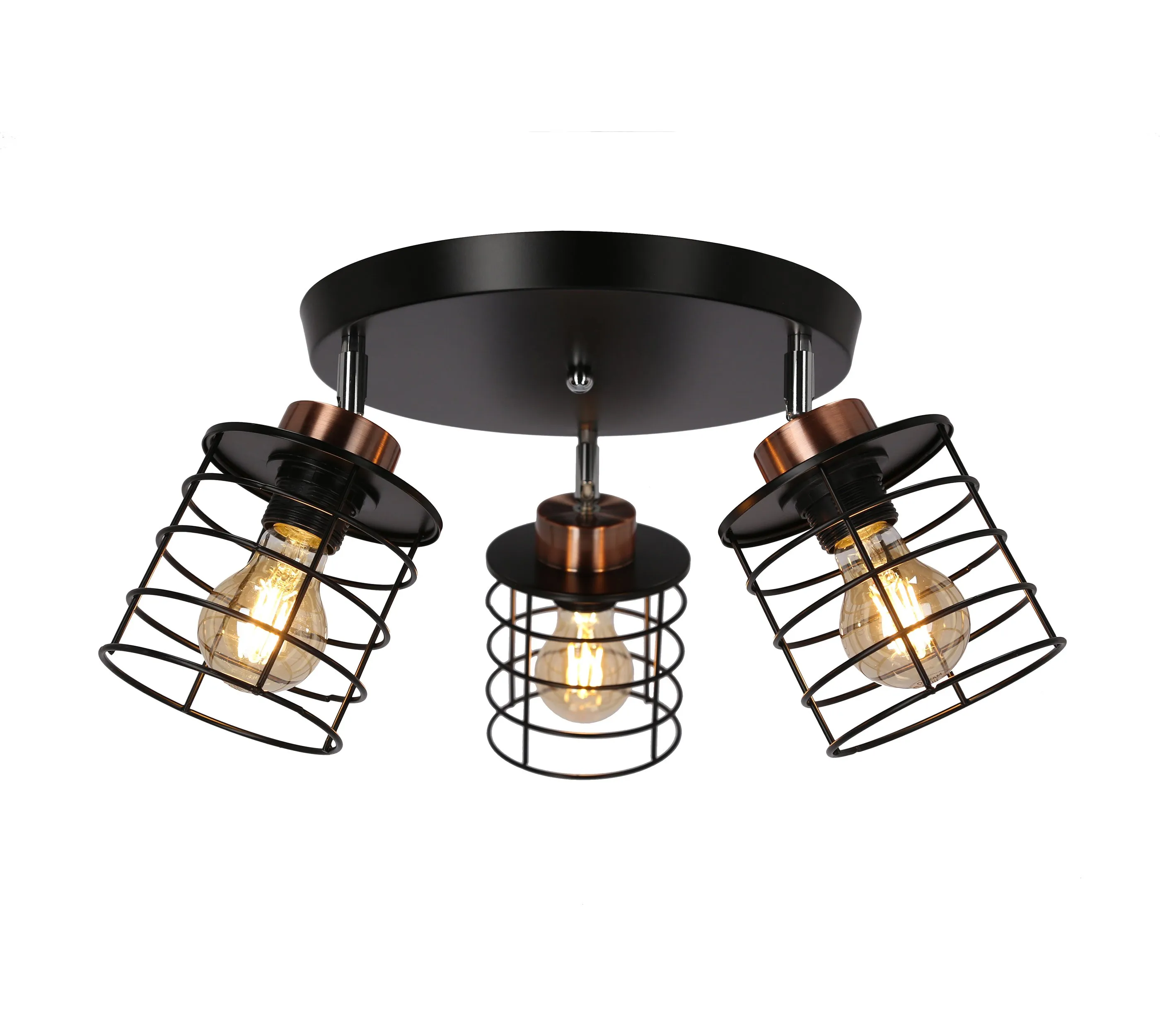 Glob lampa sufitowa plafon czarny+złoty 3x40w e27 klosz czarny - obrazek 6