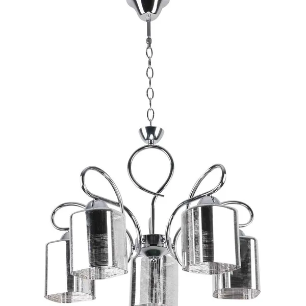 ITALO LAMPA WISZĄCA CHROMOWY 5X40W E27 KLOSZ SREBRNY