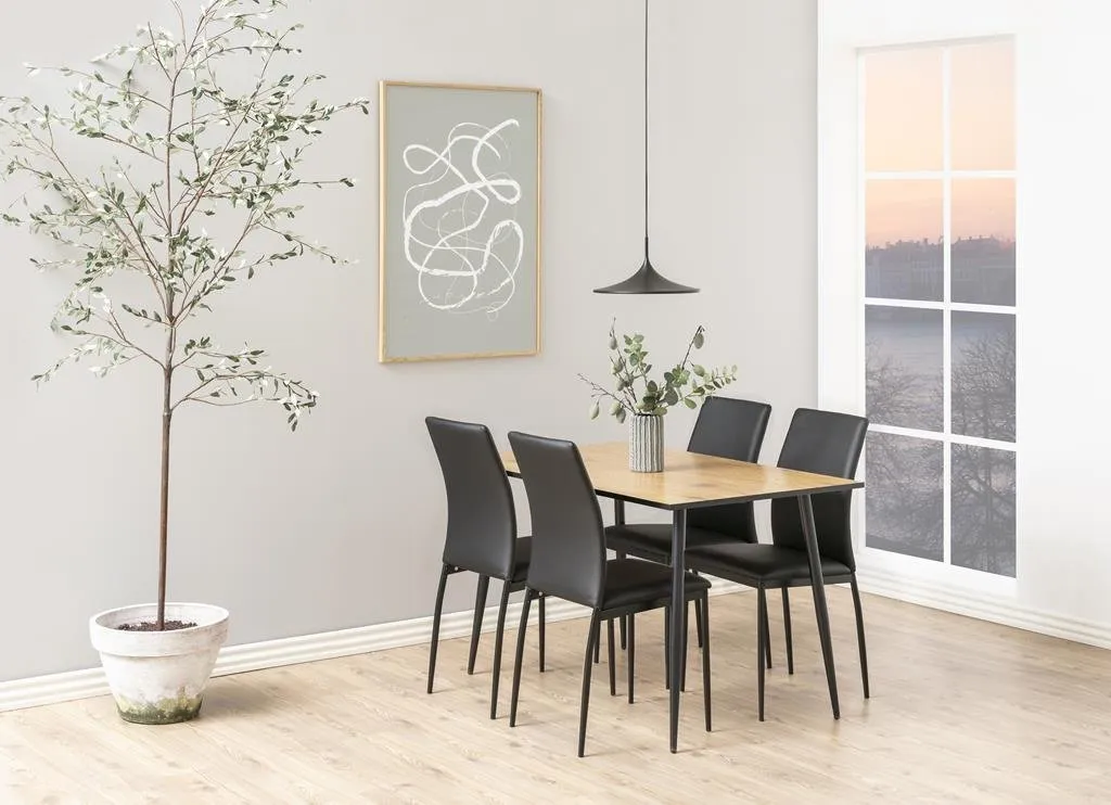 Stół do jadalni Wilma Actona drewniany naturalny dąb z czarnymi metalowymi nogami 120x80 cm - obrazek 2