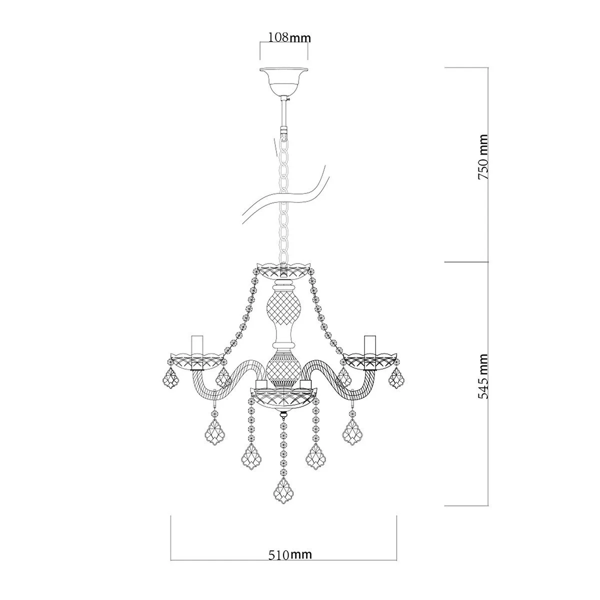Lampa wisząca Cristallo srebrna 3xE14 - obrazek 6