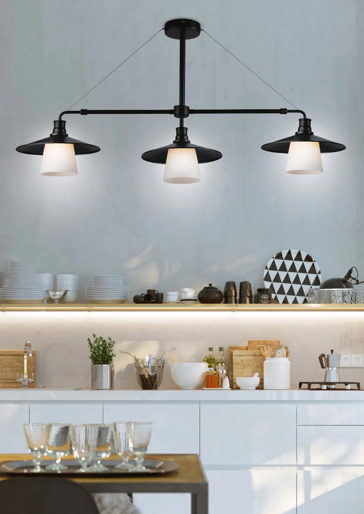 LOFT LAMPA WISZĄCA 3X60W E27 CZARNY - obrazek 2