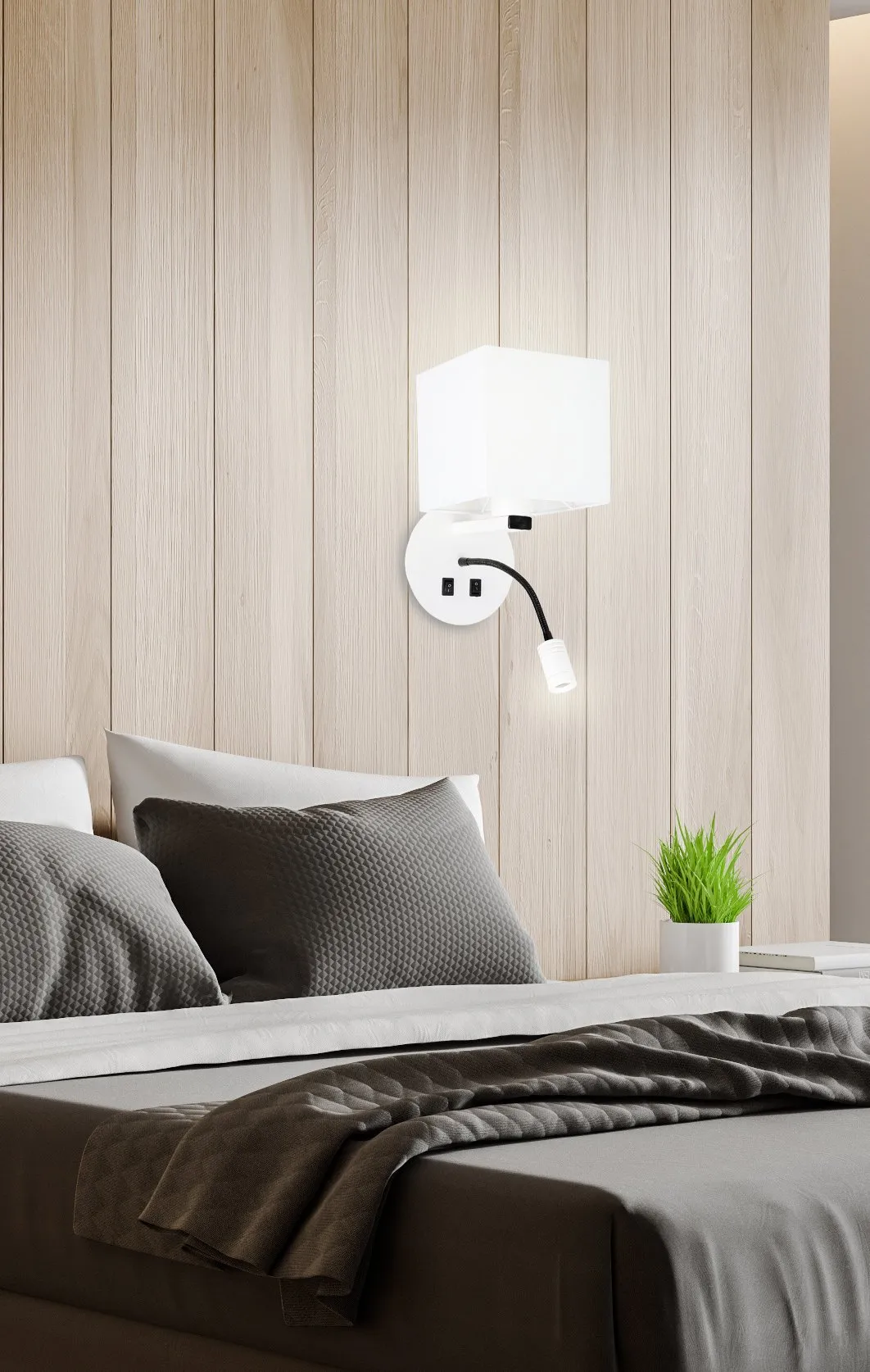 MAGNUM 1 LAMPA KINKIET OKRAGŁY 1X40W E27+3W LED ABAŻUR KWADRAT BIAŁY - obrazek 7