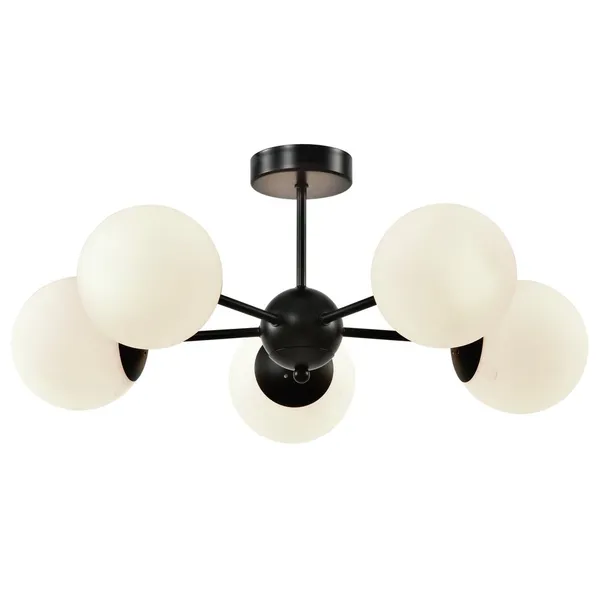 Calari lampa wisząca 5x40W E14 czarna z białymi kloszami elegancka klasyczna oprawa oświetleniowa do salonu jadalni kuchni sypialni styl retro