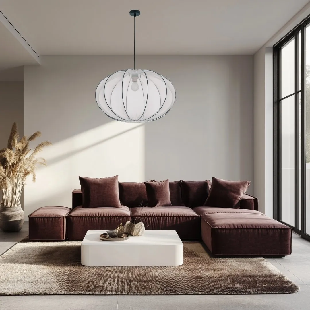 MELLOW lampa wisząca czarny 1x40W E27 abażur mist 60 biały kula - obrazek 2