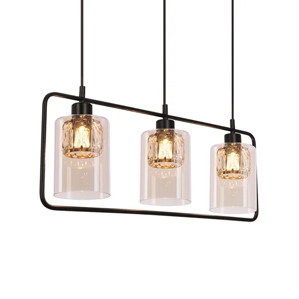 DESTRO lampa wisząca czarny 3x40W E27 klosz bursztynowy