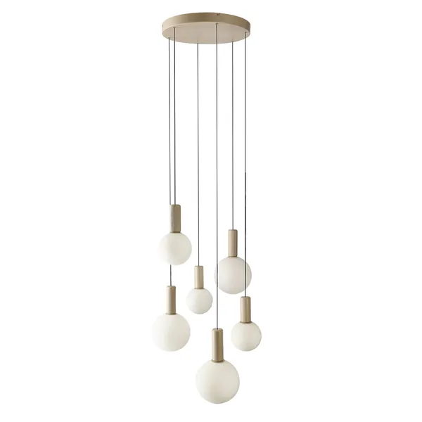 TESTA lampa wisząca talerz beżowy 6x10W G9 klosz biały