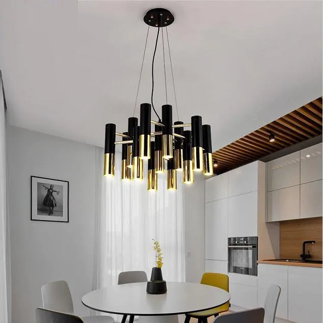 Lampa wisząca GOLDEN PIPE-13 czarno złota 60 cm - obrazek 3
