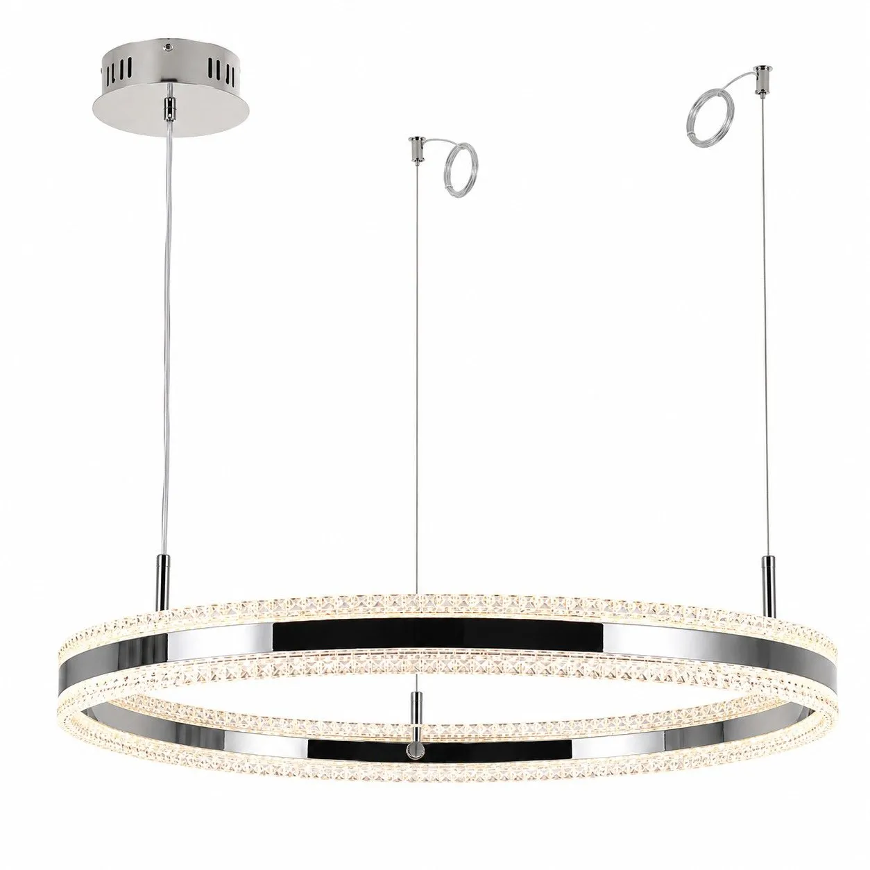 Lampa wisząca ARKADIA LED 80 cm - tytanowa z kryształowym pierścieniem - obrazek 7