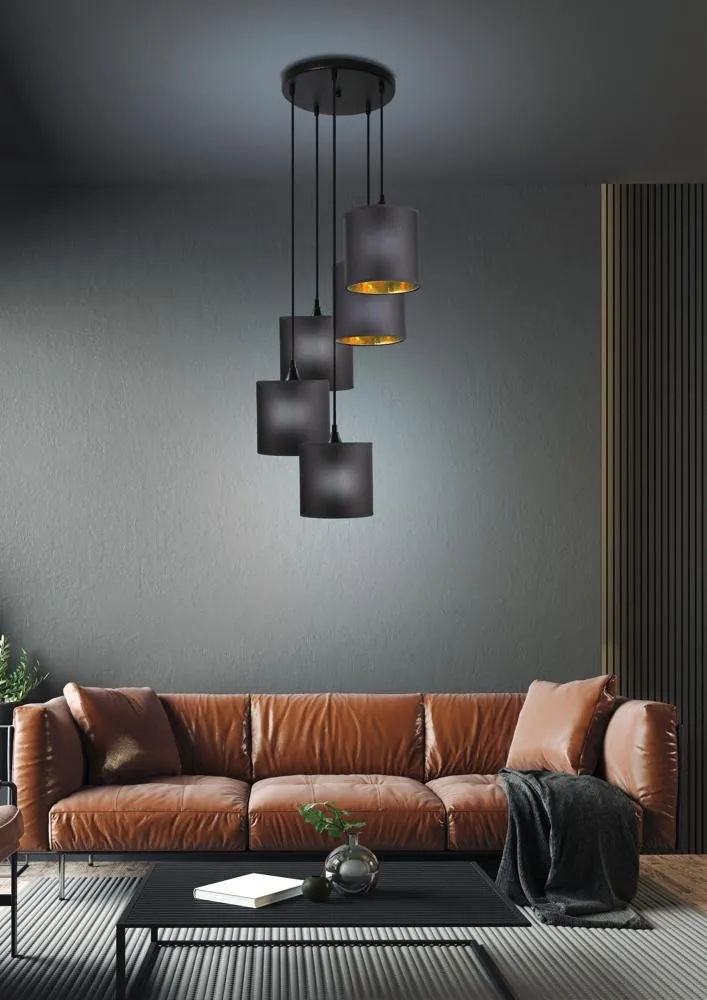 LONG LAMPA WISZĄCA TALERZ 5X40W E14 CZARNY - obrazek 3