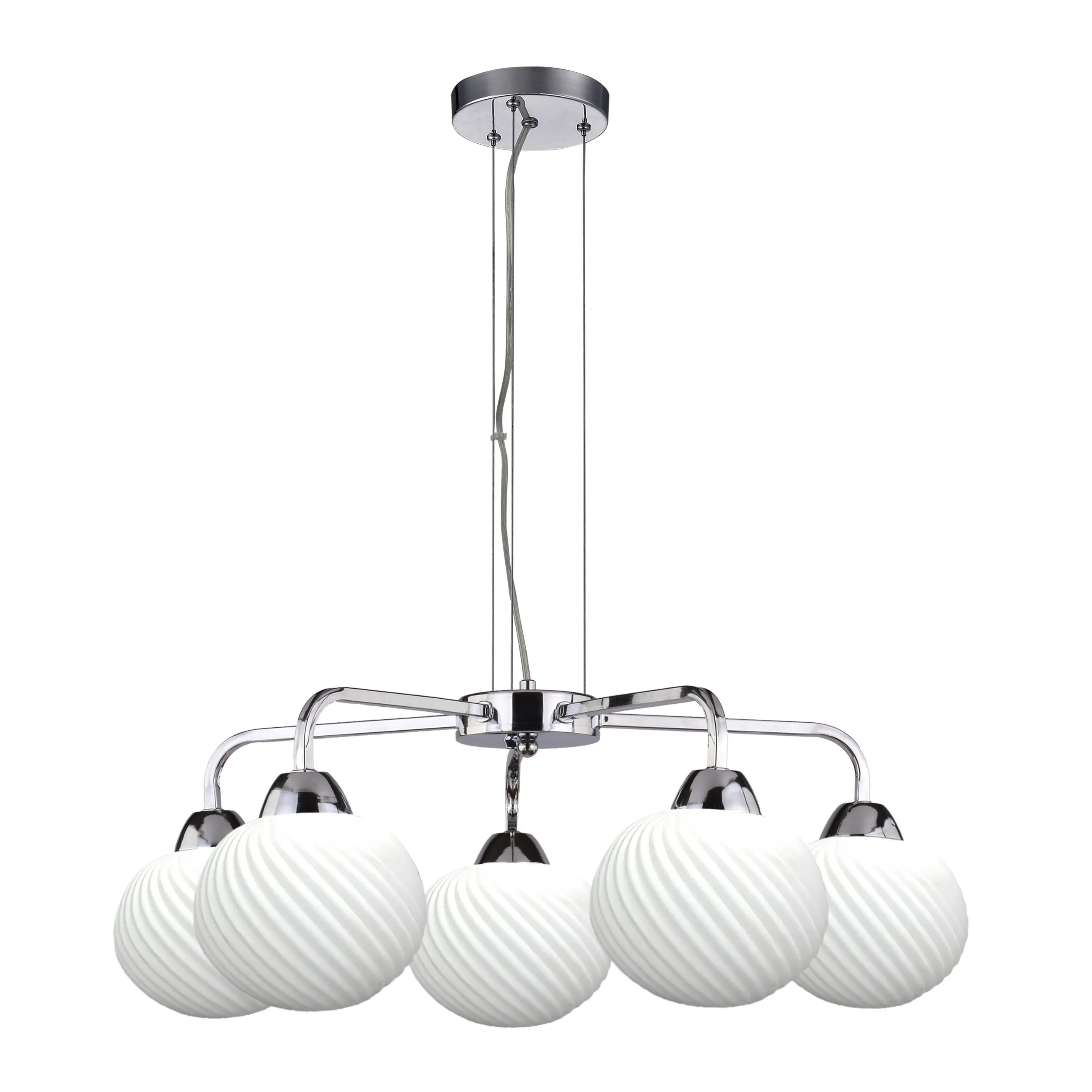 Madryt lampa wisz¹ca chrom 5x60W E27 klosz biały