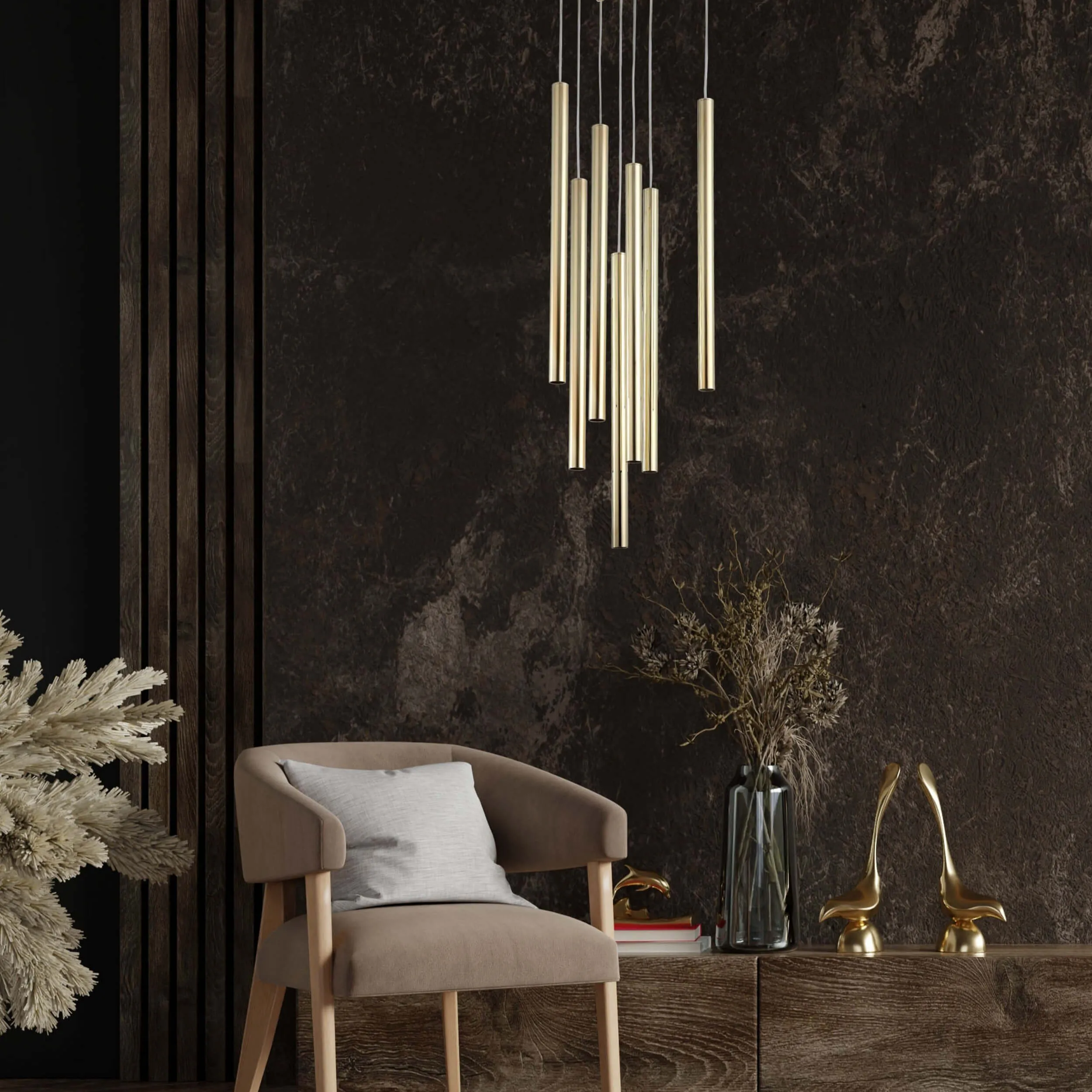 Lampa wisząca Lungo 7 złota 7xG9 - obrazek 2