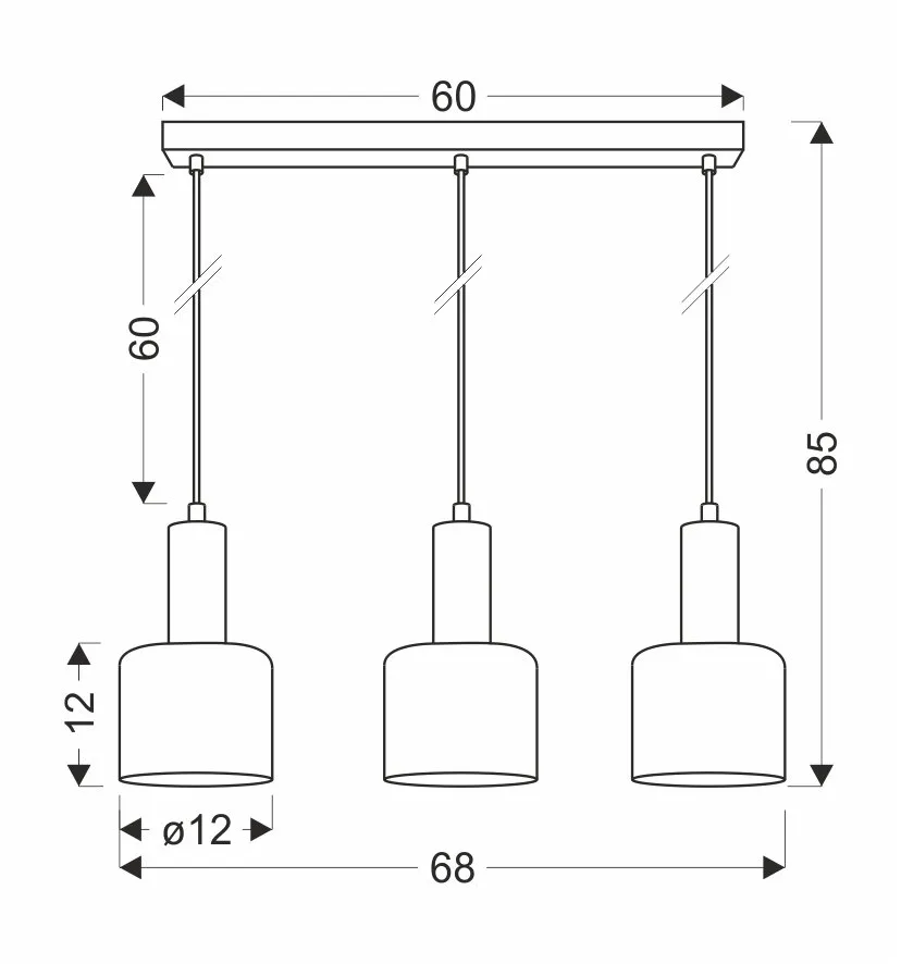 ISAR LAMPA WISZĄCA CZARNY 3X40 E27 KLOSZ BURSZTYNOWY - obrazek 3