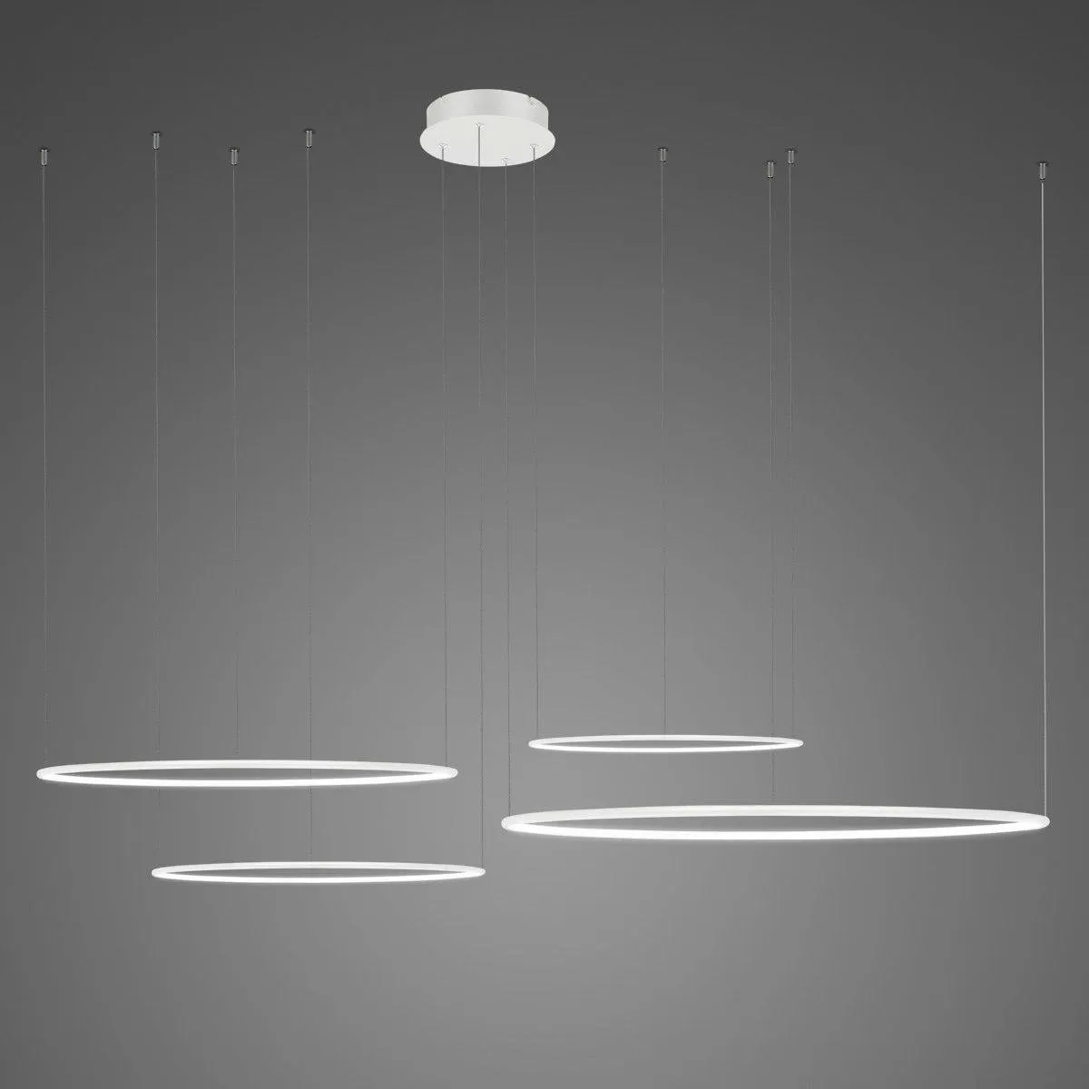 Lampa wisząca Ledowe Okręgi No.4 100cm 3k biała ściemnialna układ 100/80/60/40 cm