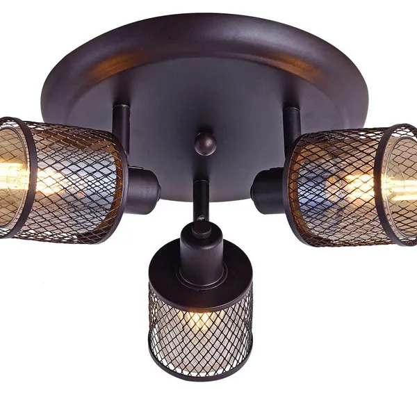 LAMPA SUFITOWA CANABERA PLAFON KAWOWE ZŁOTO 3X40W E14 KLOSZ BURSZTYNOWY