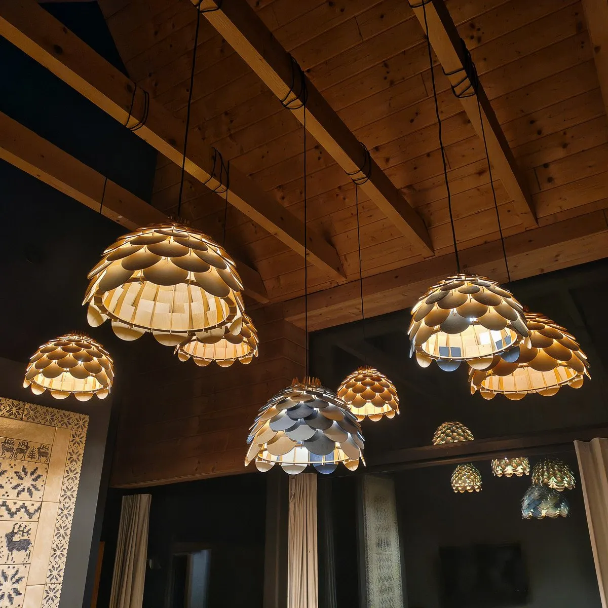Lampa wiszaca Burgo mała drewniana 1xE27 - obrazek 4