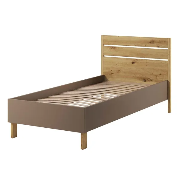 Łóżko 90 ze stelażem dąb artisan/beż/truflowy LENNY LY10