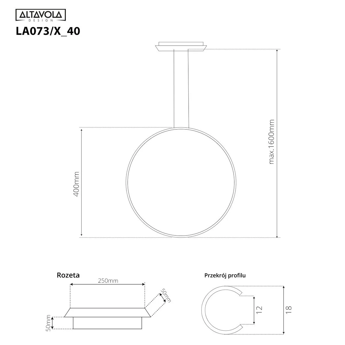 Lampa wisząca Ledowe Okręgi No.1 X 40cm 4k różowo złota ściemnialna - obrazek 4