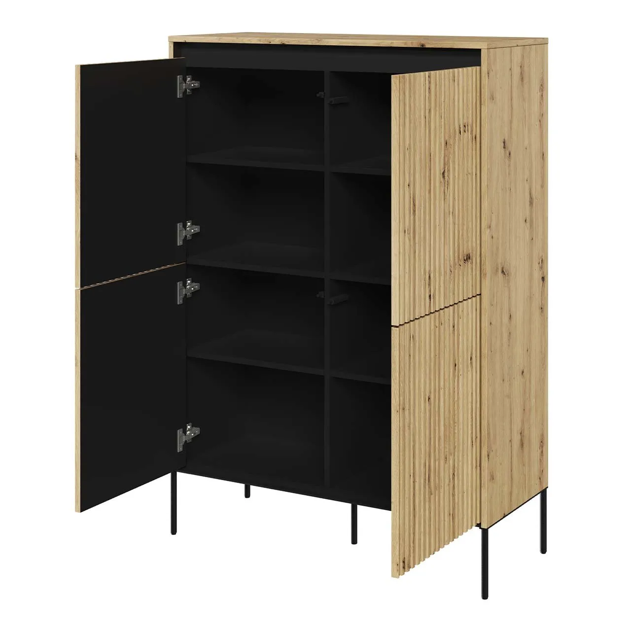 Komoda 4D z oświetleniem dąb artisan/czarny TREND TR03 - obrazek 3