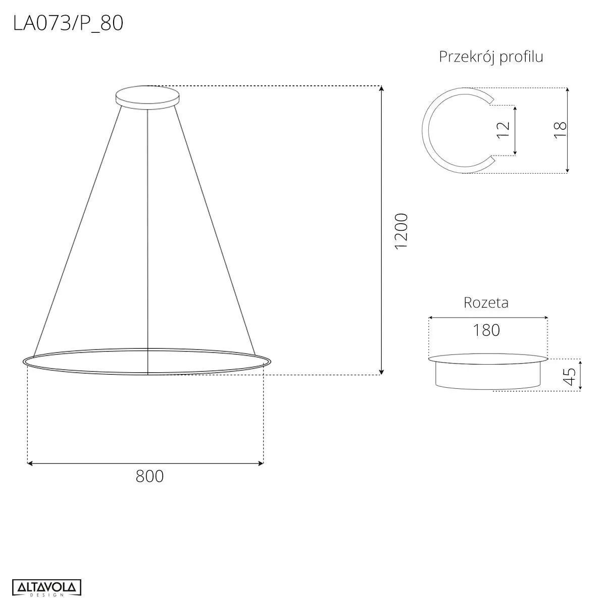 Lampa wisząca Ledowe Okręgi No.1 80cm 4k biała Dali - obrazek 2
