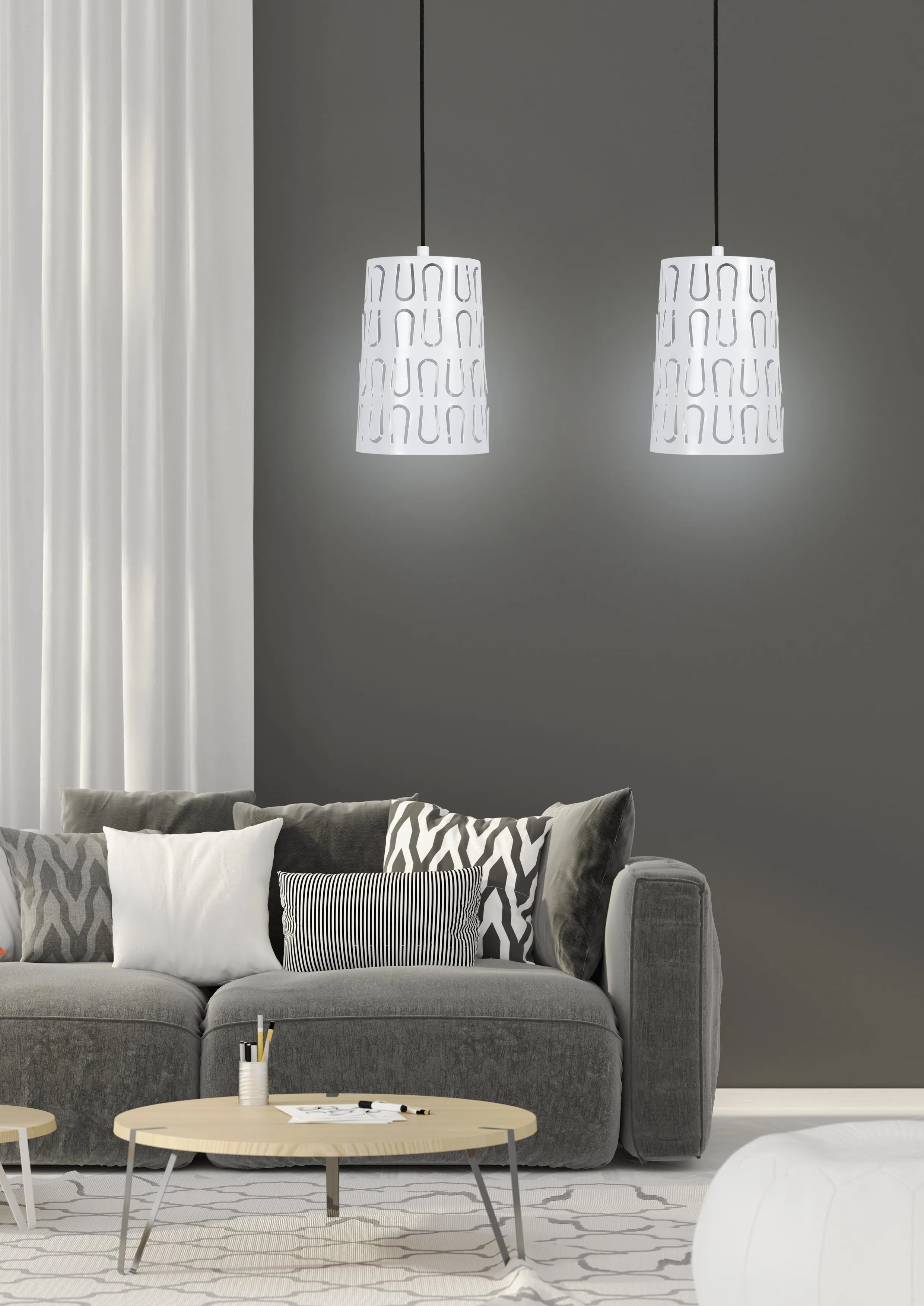 VISTA LAMPA WISZĄCA 2X60W E27 BIAŁY - obrazek 2