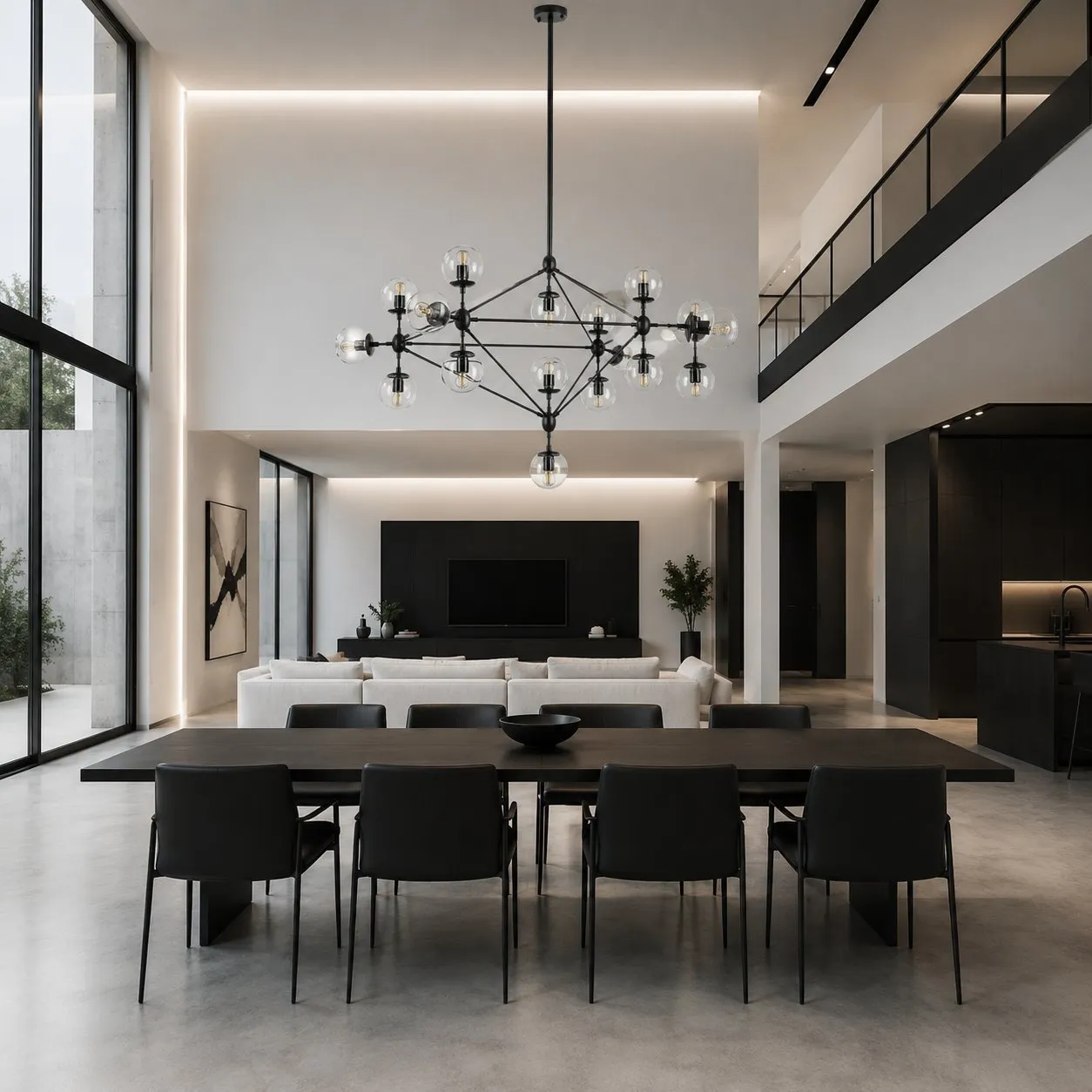 Lampa wisząca ASTRIFERO-15, 110cm - transparentno czarna - obrazek 2