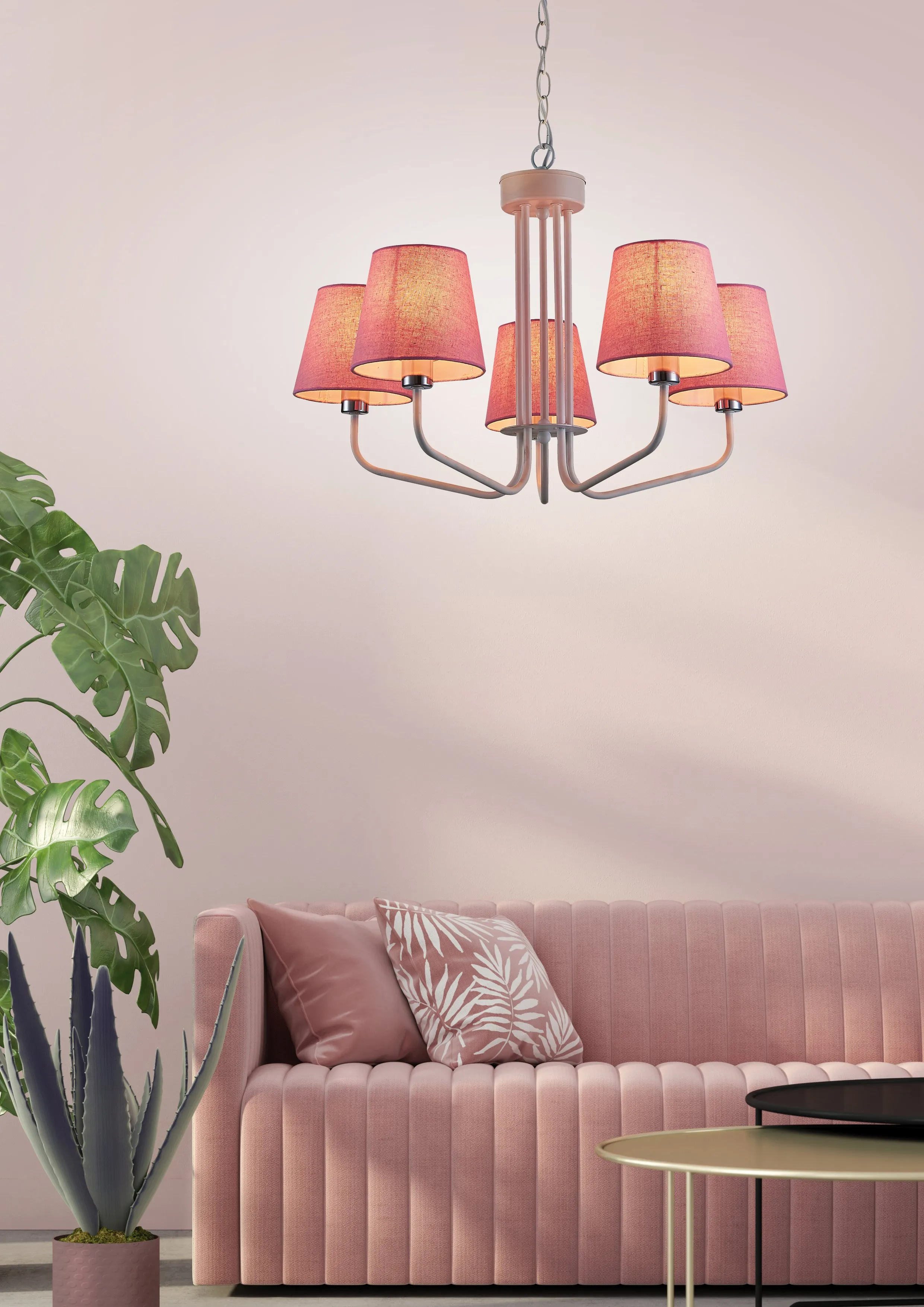 LAMPA WISZĄCA YORK 5 BIAŁY RÓŻOWY - obrazek 2