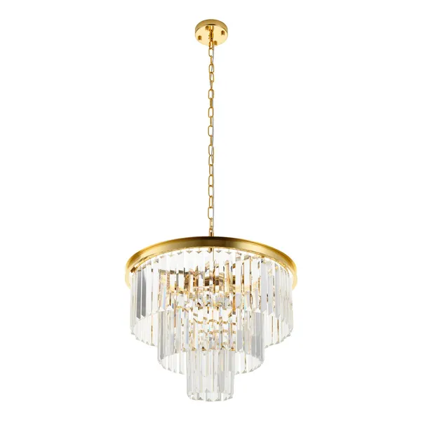 Lampa wisząca SPLENDORE 50 cm - żyrandol złoto-kryształowy