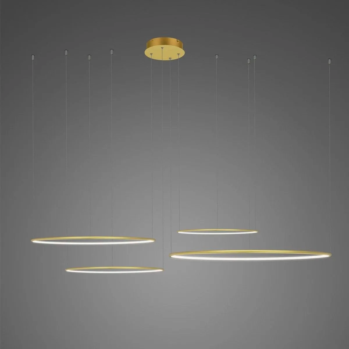 Lampa wisząca Ledowe Okręgi No.4 100cm 4k złota ściemnialna układ 100/80/60/40 cm