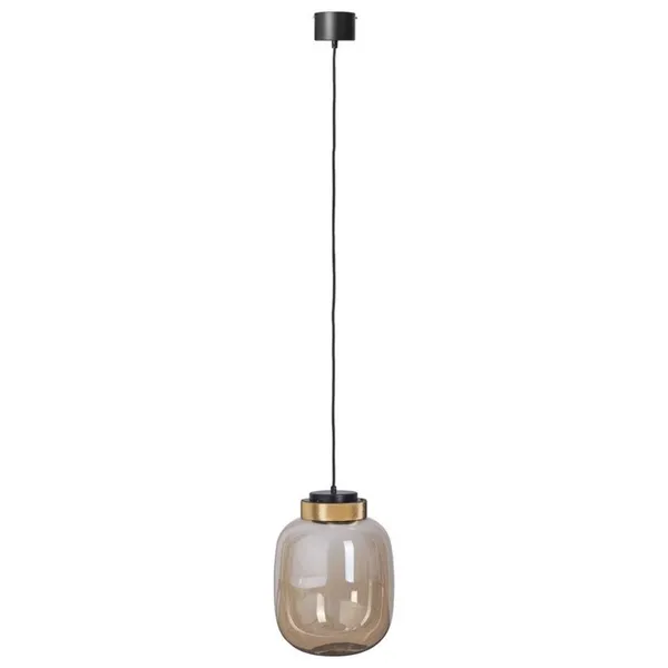 Lampa wisząca BOOM 25 cm - LED, klosz bursztynowy, wykonczenie złote