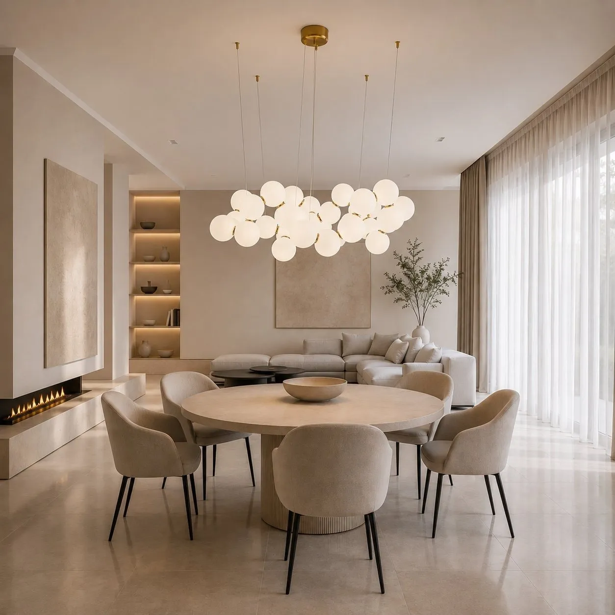 Lampa wisząca CORALLI-100 biało-mosiężna 100 cm - obrazek 2