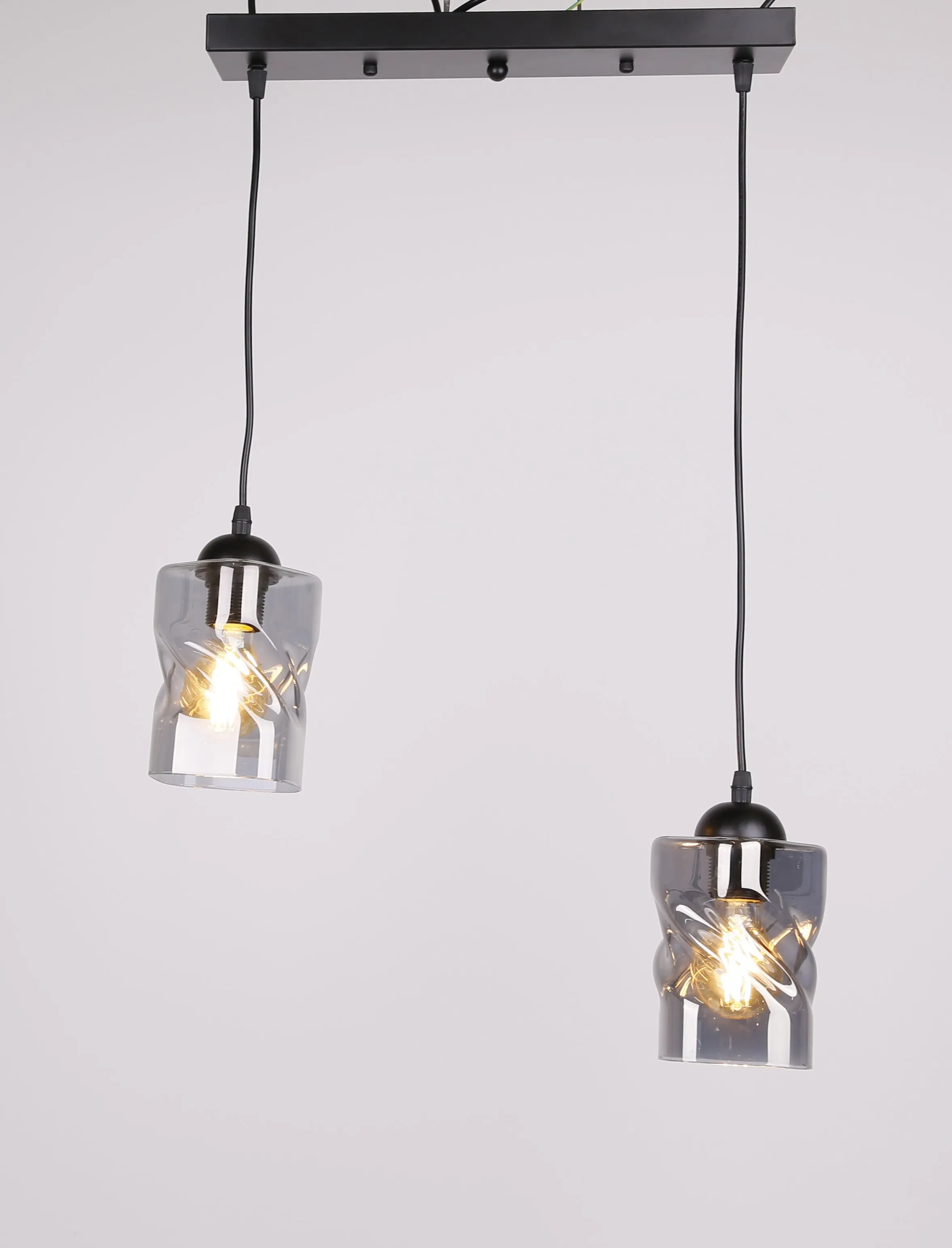 Felis lampa wisząca czarny 2x60w e27 klosz dymiony - obrazek 4
