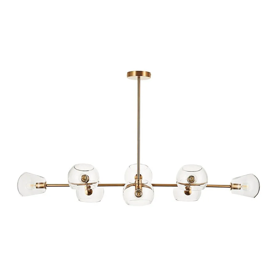 Lampa wisząca COSMIC-8, 85 cm - złoty stelaż, transparentne klosze - obrazek 4