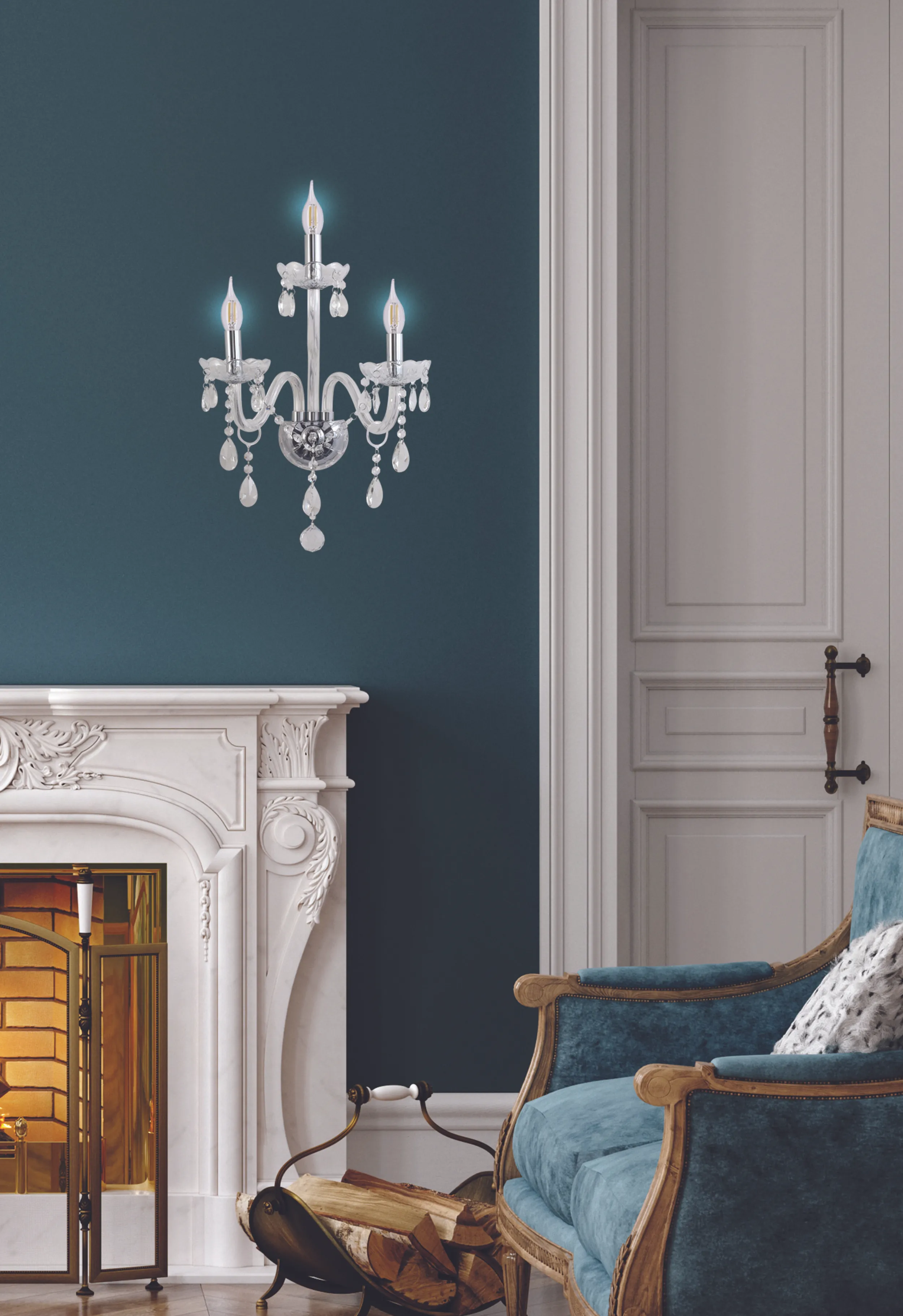 Cristallo lampa kinkiet chromowy 3x40W E14 transparentny - obrazek 2