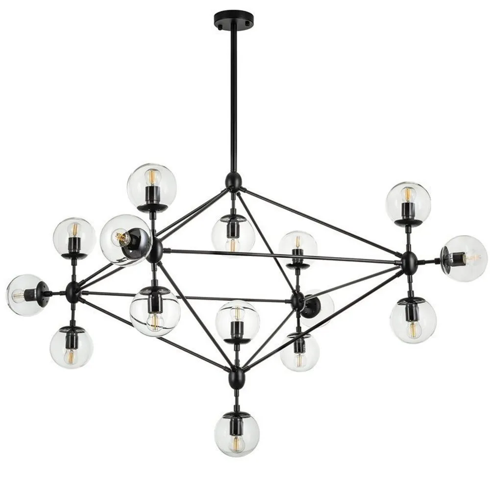 Lampa wisząca ASTRIFERO-15, 110cm - transparentno czarna