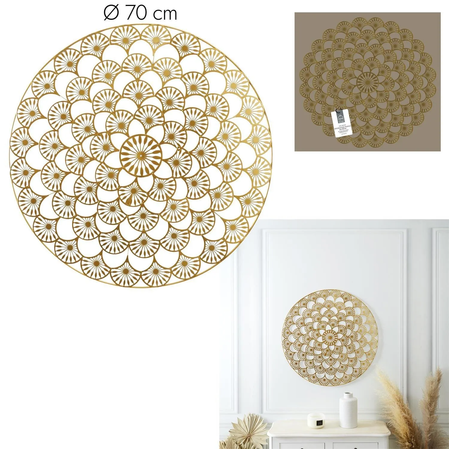 Dekoracja ścienna Mandala 70cm złota - obrazek 3