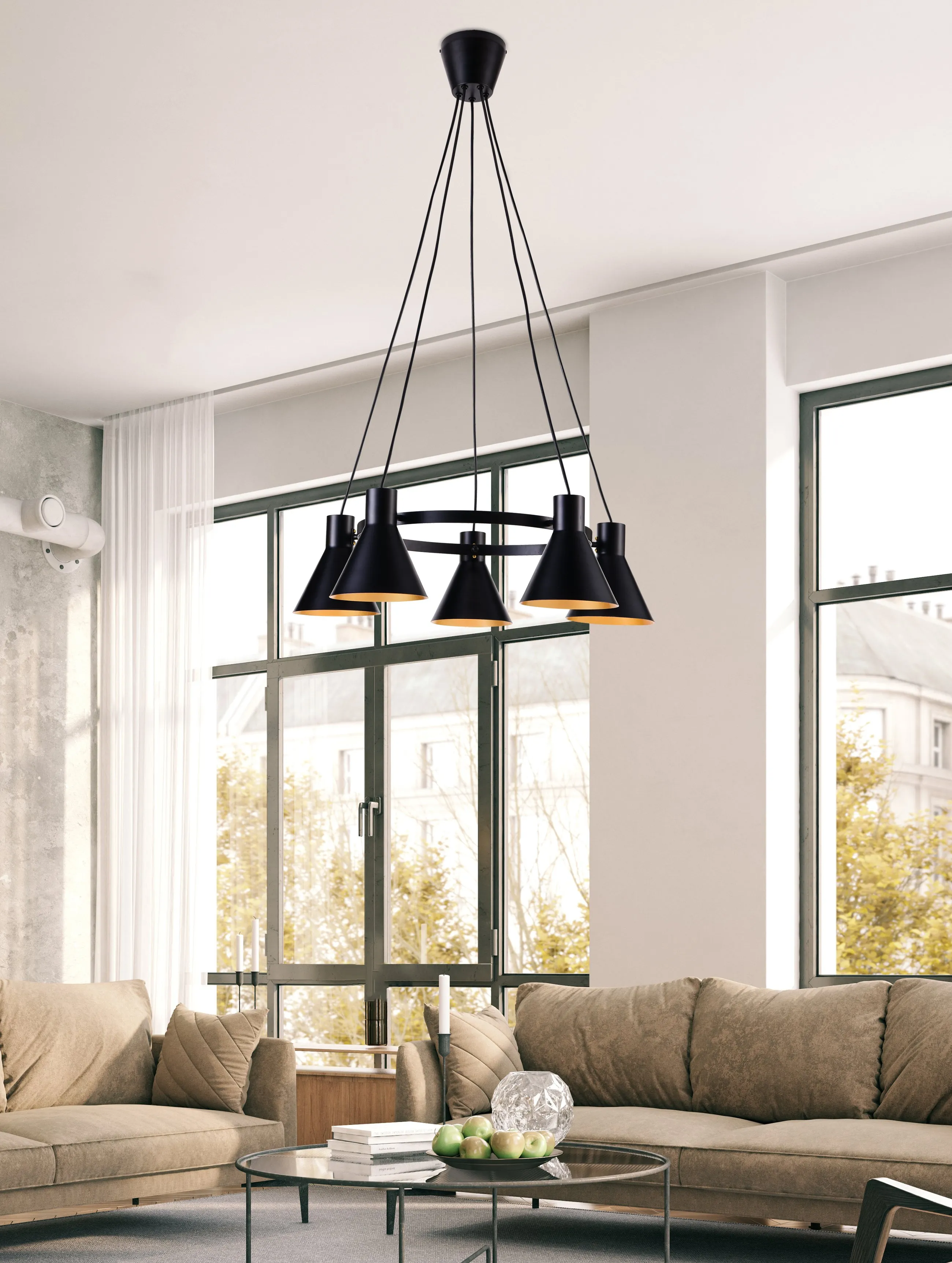 MORE LAMPA WISZĄCA 5X40W E27 CZARNY MATOWY - obrazek 6